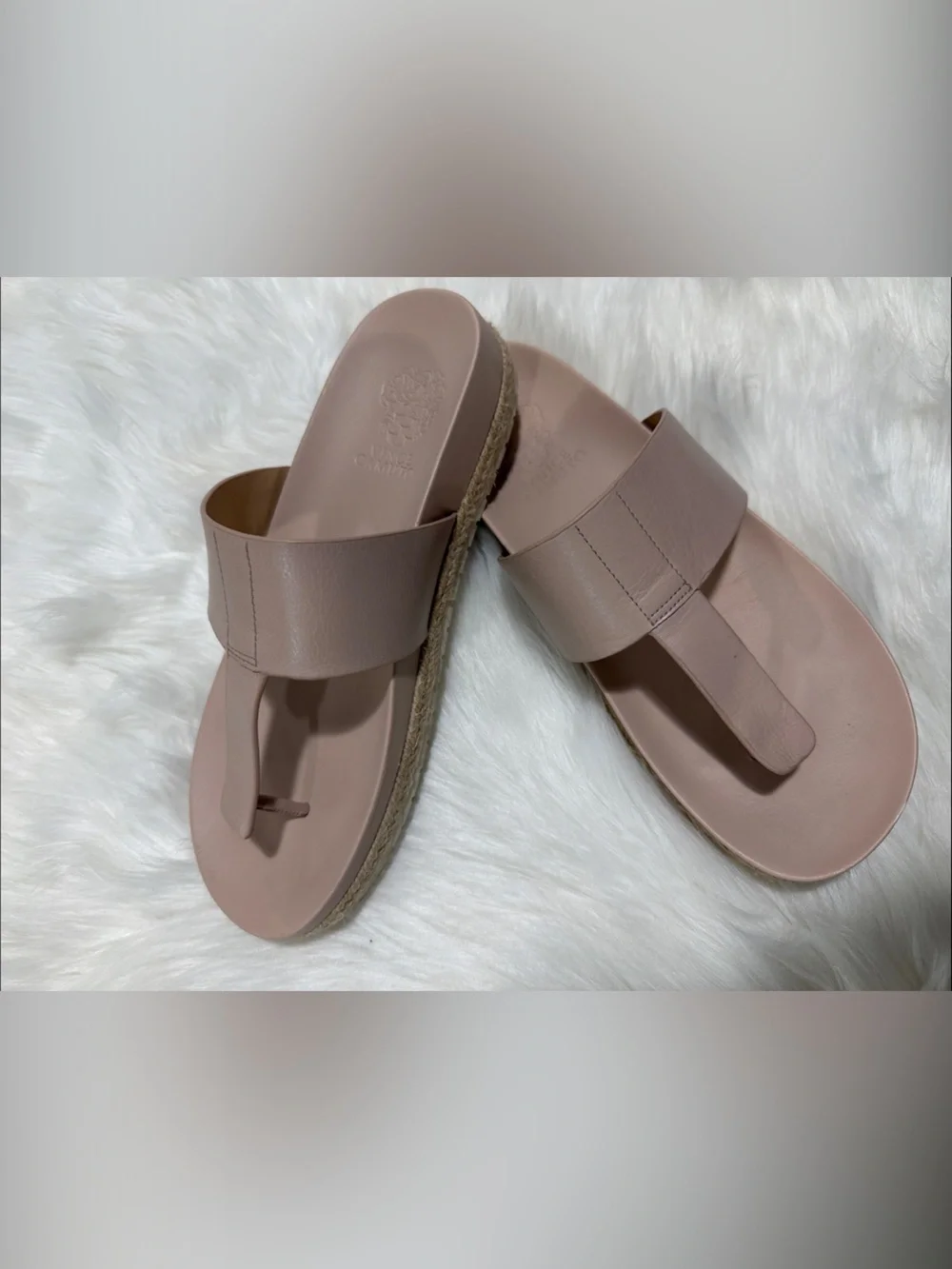 Vince Camuto Blush Espadrille Leather Platform Thong Sandals w/Contoured Bed - 9 - Picture 3 of 16